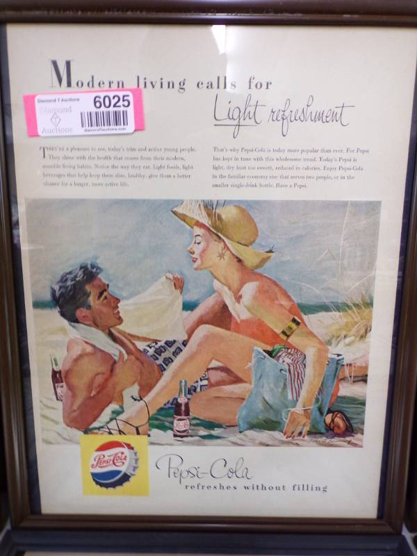lot 6025 image: FRAMED PEPSI AD
