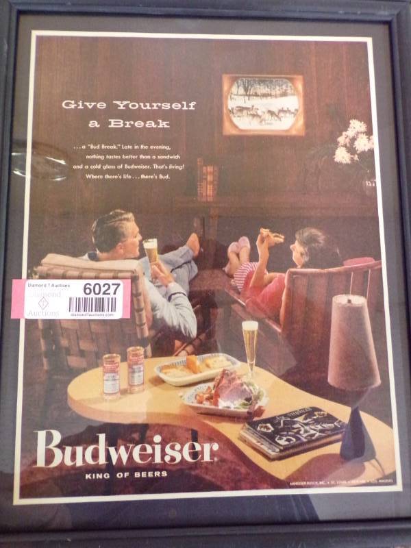 lot 6027 image: FRAMED BUDWEISER AD