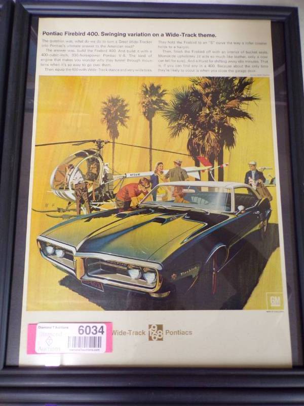 lot 6034 image: FRAMED CAR AD