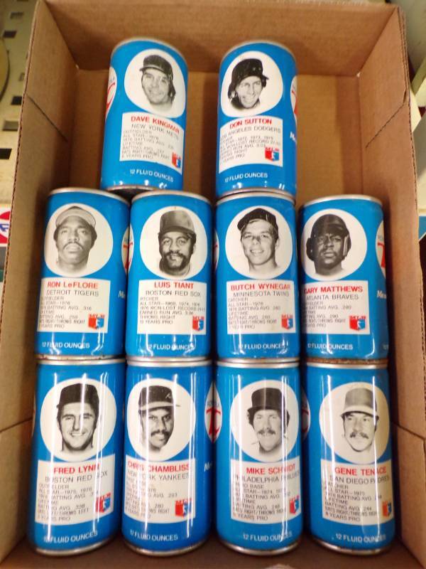 lot 6055 image: COLLECTIBLE BASEBALL PLAYER POP CANS