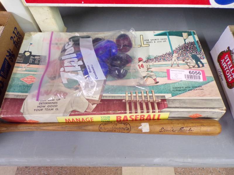 lot 6056 image: BASEBALL GAMEMINI HATS MINI BAT - ERNIE BANKS