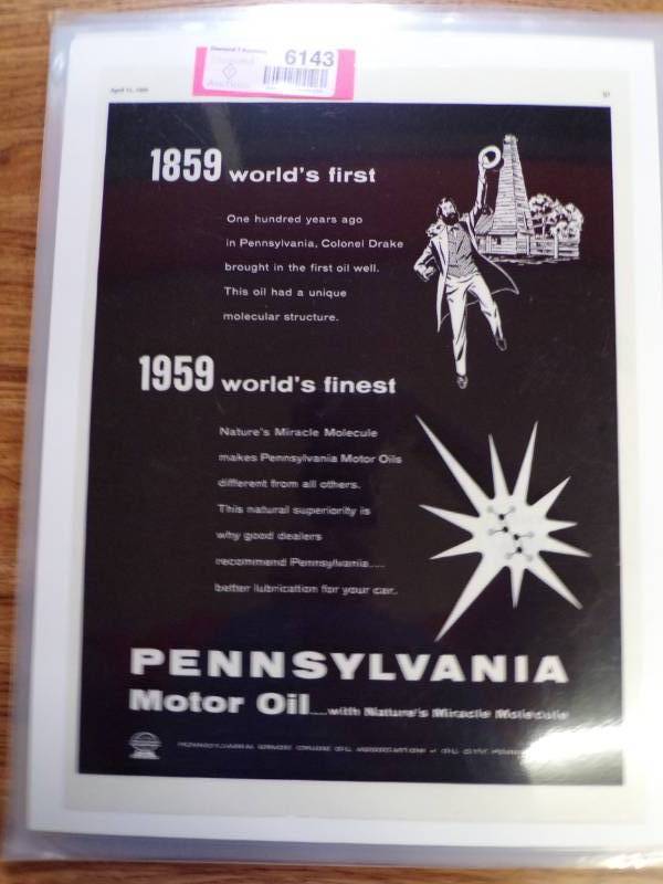 lot 6143 image: VINTAGE OIL COMPANY ADS - LAMINATED