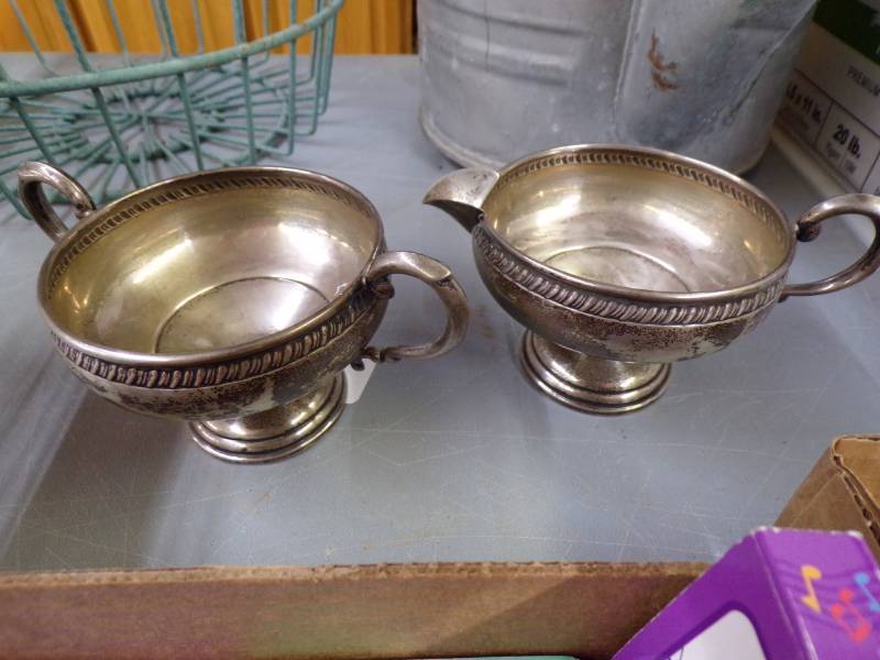 lot 6172 image: STERLING CREAM AND SUGAR SET