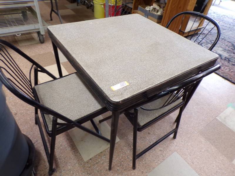lot 6229 image: CARD TABLE AND 3 CHAIRS