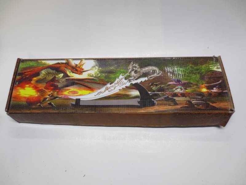 lot 1176 image: Decorative Stainless Steel KnifeDagger with Stand