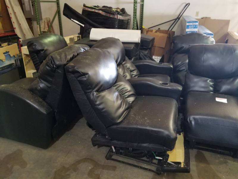 lot 3507 image: Black Leather Chairs (9)