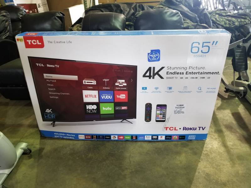 lot 3516 image: TCL 65in 4K Roku TV