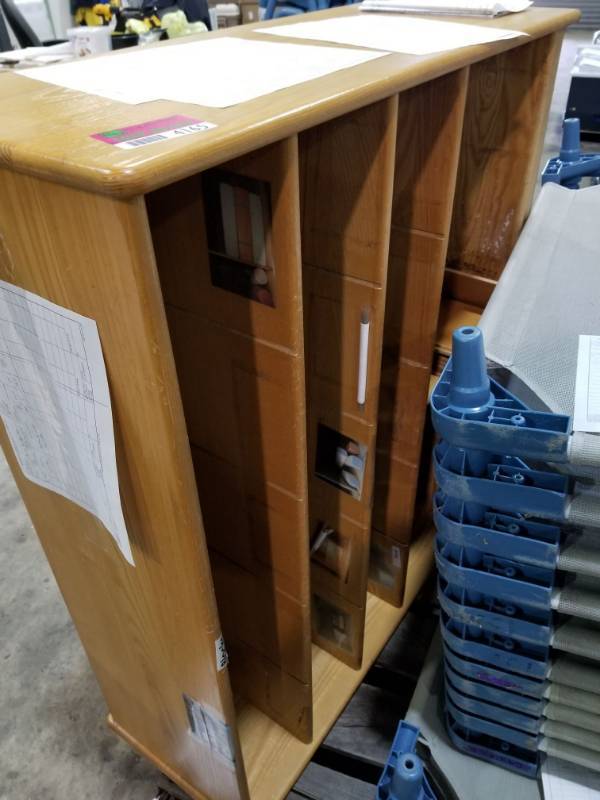 lot 4165 image: Wood Shelf With Dividers, Dell Computer Tower