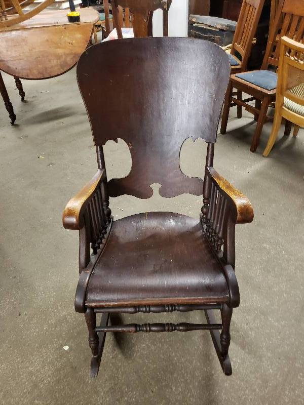 lot 10344 image: Nice Antique Solid Wood Rocking Chair