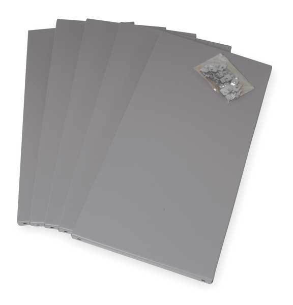 lot 6169 image: (5) Edsal Ultra Cap metal shelves and clips, Angle posts and shelf braces not included