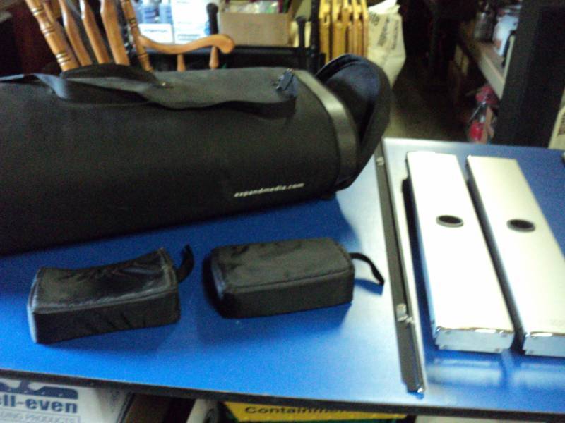 lot 7795 image: Expand Media Carrying Case, 13 diameter x 37 long with (2) zippered hardware pouches and (2) metal bases
