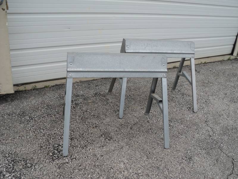 lot 7821 image: (1) pair metal saw horses EBCo, 7 x 31-12 x 32