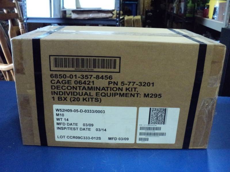 lot 7828 image: (1) box Decontamination Kits PN 5-77-3201, box contains 20 kits, great for preppers