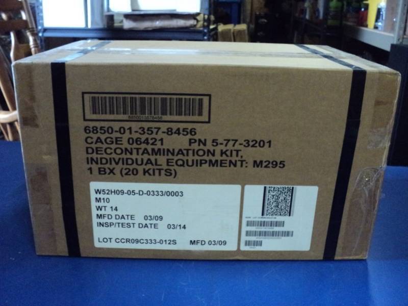 lot 7829 image: (1) box Decontamination Kits PN 5-77-3201, box contains 20 kits, great for preppers