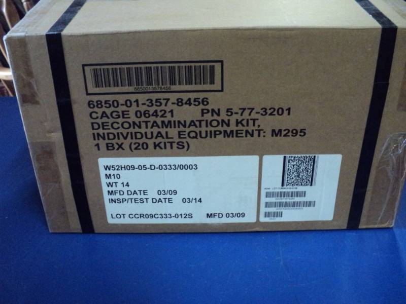 lot 7831 image: (1) box Decontamination Kits PN 5-77-3201, box contains 20 kits, great for preppers