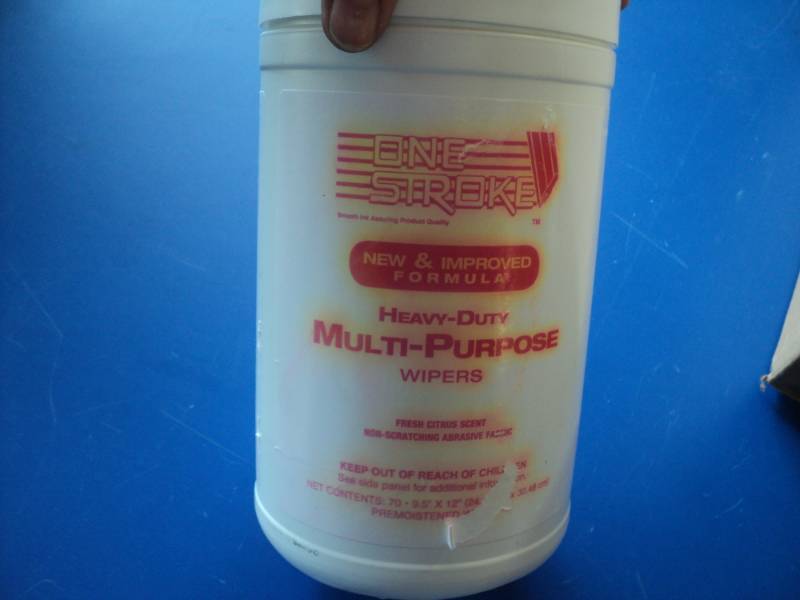 lot 7879 image: (6) ct lot One Stroke heavy duty multi-purpose wipes, citrus scent, 70 pre-moistened wipes per canister