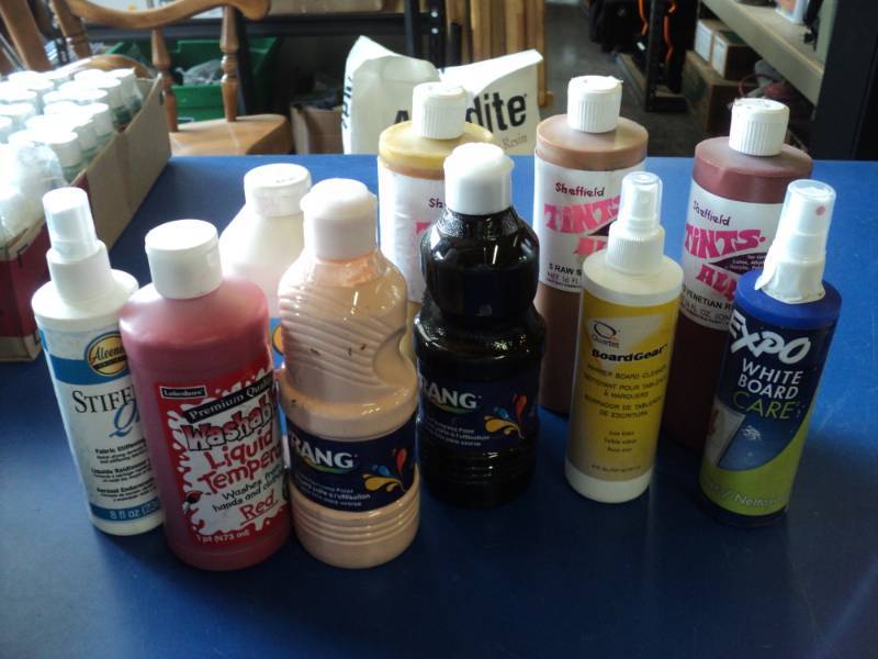 lot 7880 image: (10) ct mixed craft lot tempera paint, stiffening spray, tinting liquid and more