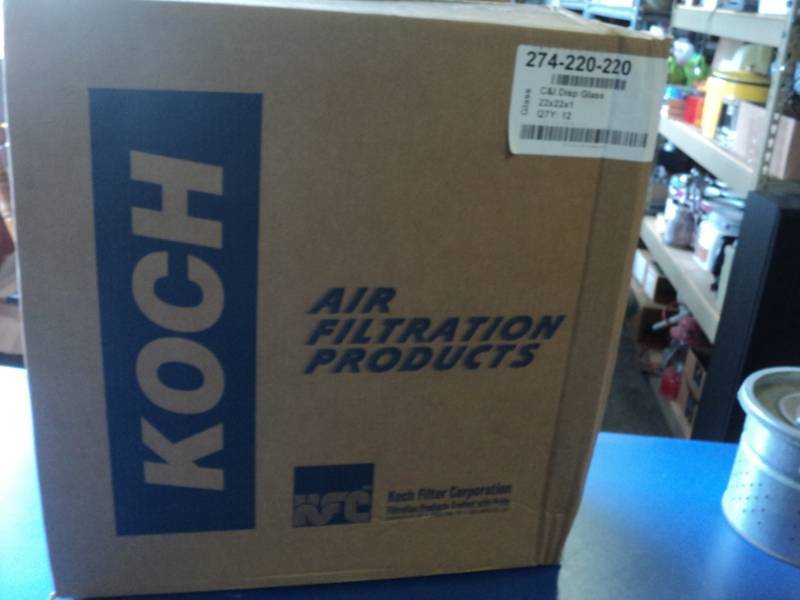 lot 7889 image: (1) box Koch Air Filters, 22x 22 x 1, 12 per case