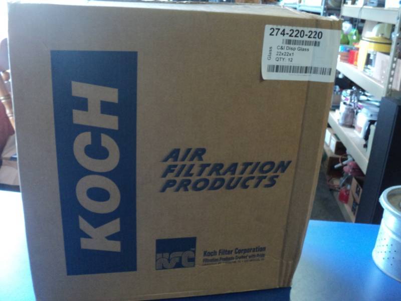 lot 7890 image: (1) box Koch Air Filters, 22x 22 x 1, 12 per case