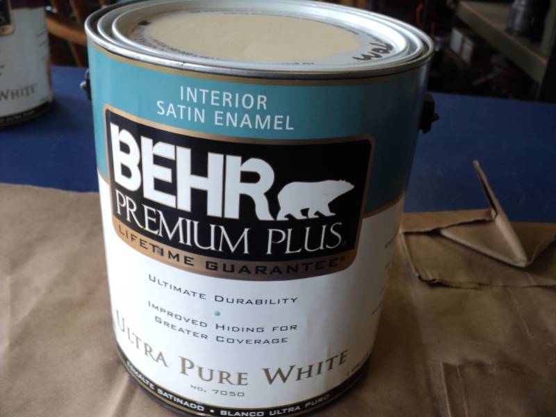 lot 7915 image: (1) Gallon Behr Premium Plus Interior Satin Enamel Pre-mix light yellow