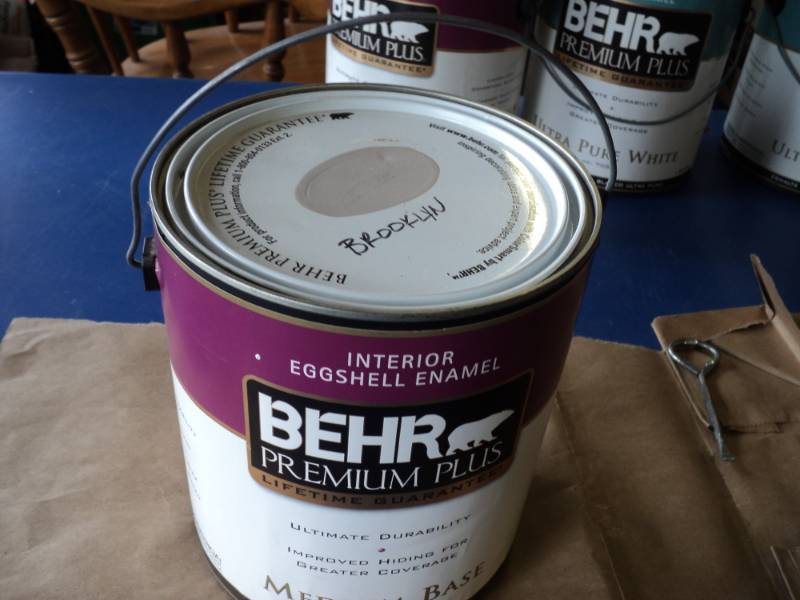 lot 7918 image: (1) gallon Behr Premium Plus Interior Eggshell Enamel Pre-Mix light brown