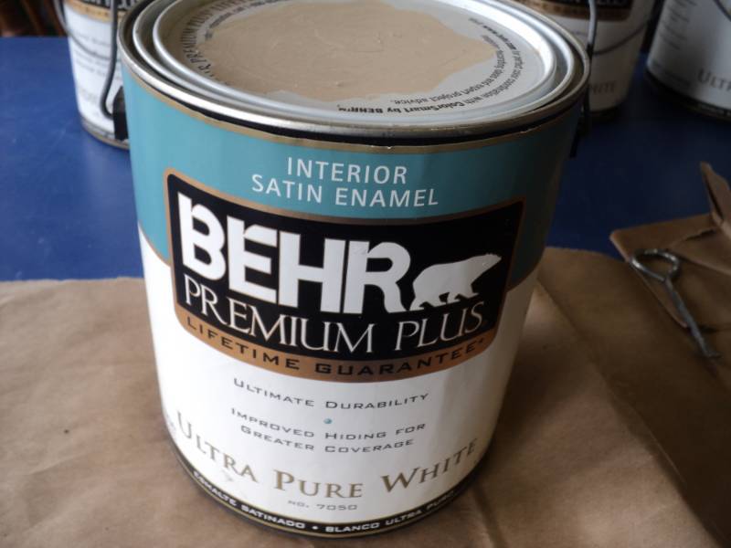 lot 7919 image: (1) gallon Behr Premium Plus Interior Satin Enamel Pre-Mix Beige
