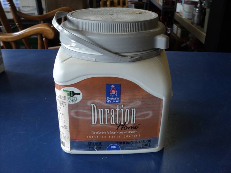 lot 7920 image: (1) 118 fl. oz. Sherwin Williams Duration Home Interior Latex Satin Pre-mix brown