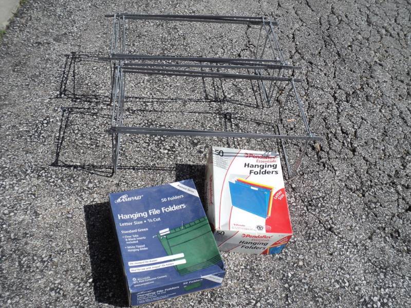 lot 7937 image: Mixed lot hanging file folders and (5) frames 25-12 x 12-14