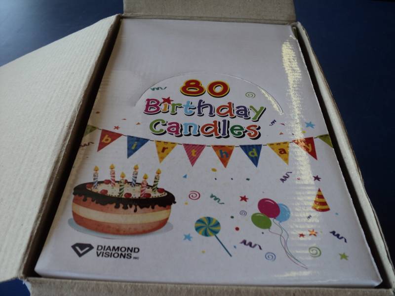 lot 7953 image: (1) box of (36) 80 ct. Birthday Candles