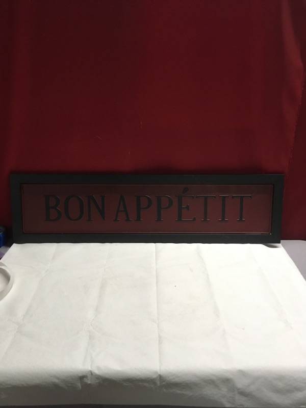 lot 3645 image: Bonappetit Sign Black  Burgundy