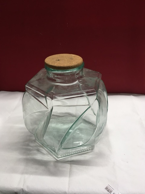 lot 3647 image: Hexagon shaped Jar with Wood Lid - Made in Italy
