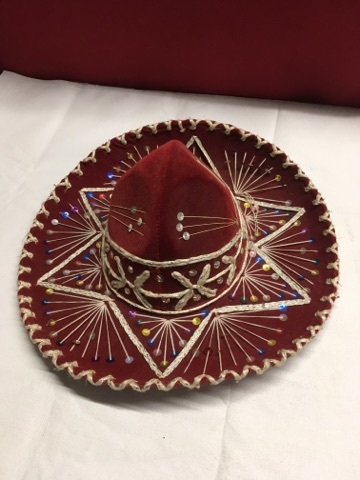 lot 3651 image: Red Velour  Blinged Mexican Sombrero