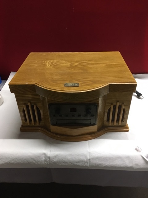 lot 3663 image: Philco Wood Case Record Player, Cassette Player and Radio