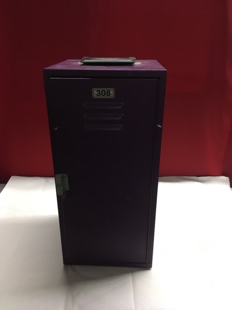 lot 3671 image: Purple Handled Doll Clothes Locker  w Drawers