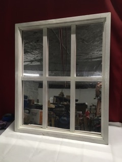 lot 3672 image: Framed Six Light Window Look Mirror