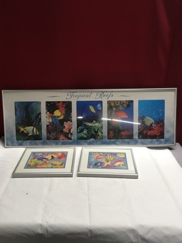lot 3653 image: Tropical Reefs Prints and Two Salt Water Fish Prints