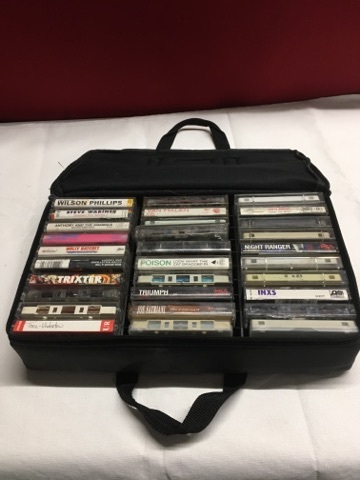 lot 3678 image: Canvas Zippered Cassette Holder Case full of Cassettes