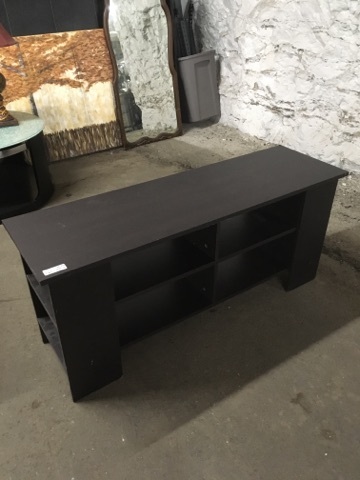 lot 3619 image: Black Credenza  TV Shelf
