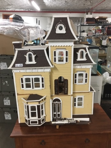 lot 3682 image: Three Story Wooden Vintage Look Doll House