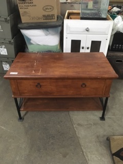 lot 3685 image: Metal Wood Single Drawer Coffee Table Console Table