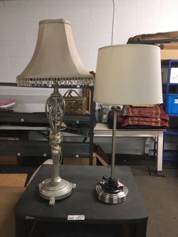 lot 3693 image: Two Shaded Electric Lamps