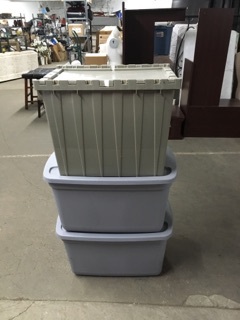 lot 3728 image: Lot of Three Plastic Storage Totes