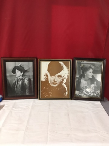 lot 3732 image: Three Framed Pictures of Classic Era Movie Stars