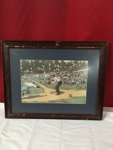 lot 3735 image: Framed and Matted Print of Vintage Baseball