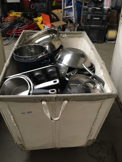 lot 3760 image: Gaylord Size Tote of Pots N Pans - Bring your Own Bags n Boxes - Tote not Included