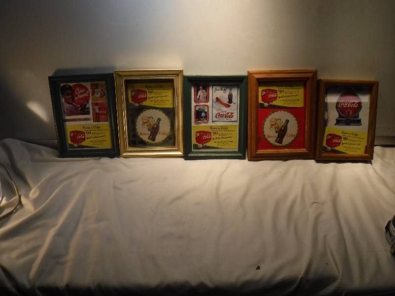 lot 4216 image: 6 Framed coca cola advertising items