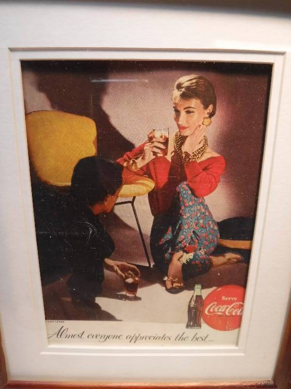 lot 4240 image: 4 different coca cola framed advertisements in each lot.