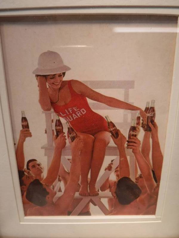 lot 4245 image: 4 different coca cola framed advertisements in each lot.