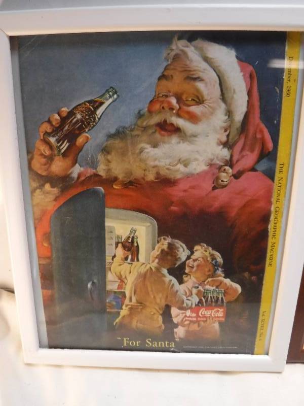 lot 4248 image: 4 different coca cola framed advertisements in each lot.
