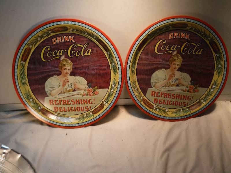 lot 4295 image: coca cola tin serving trays